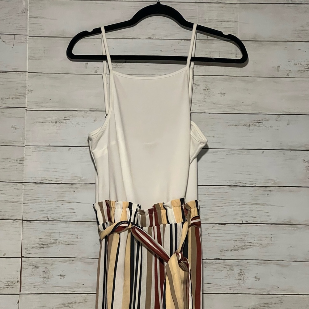 Justify White Top with Striped Jumpsuit